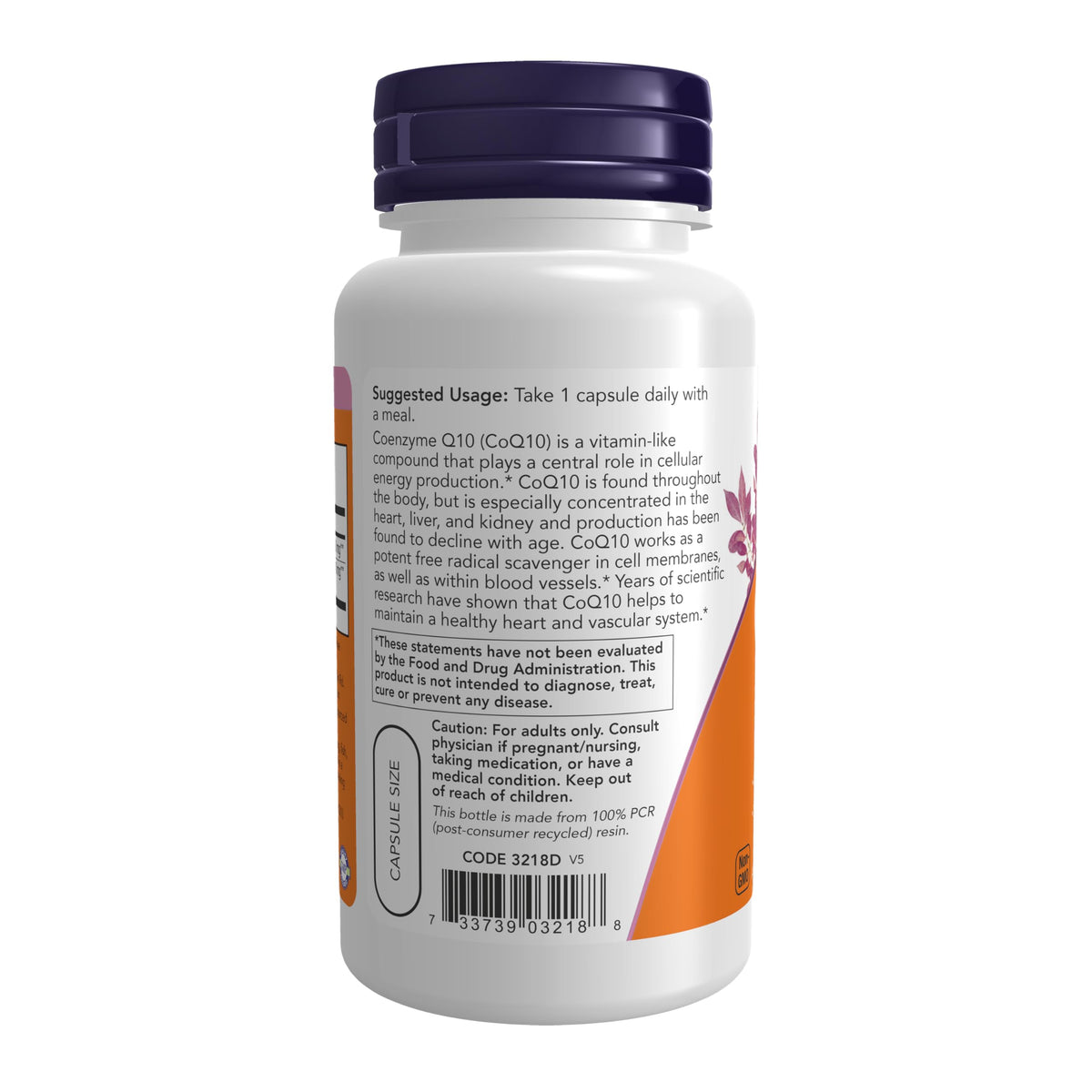 NOW Foods CoQ10 150 mg 100 capsules côté