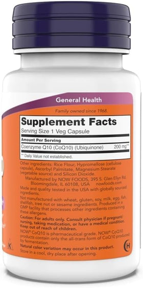 NOW Foods CoQ10 200 mg capsules végétariennes, emballage