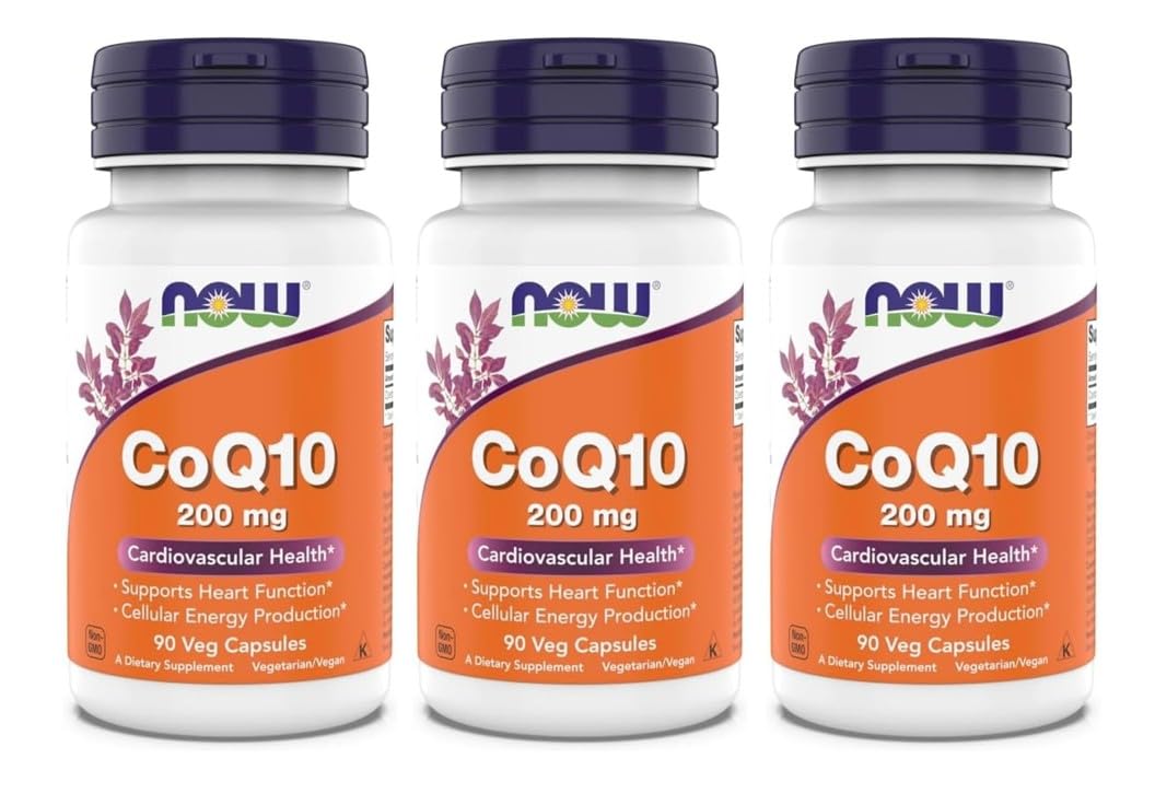 NOW Foods CoQ10 200 mg capsules végétariennes, vue de face