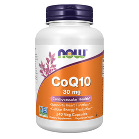 NOW Foods CoQ10 30 mg 240 capsules végétales vue de face