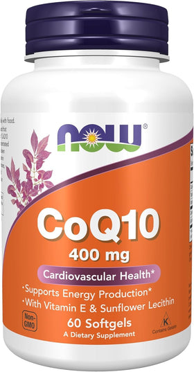 NOW Foods CoQ10 400 mg 60 gélules molles - vue de face