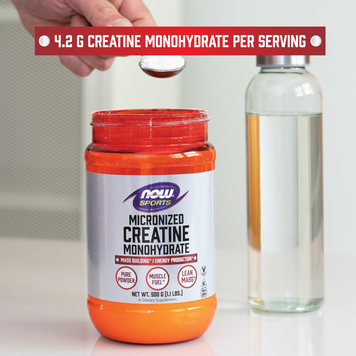 NOW Foods Créatine Micronisée 500 g packaging