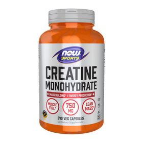 NOW Foods Créatine Monohydrate 750 mg 240 gélules végétales vue de face