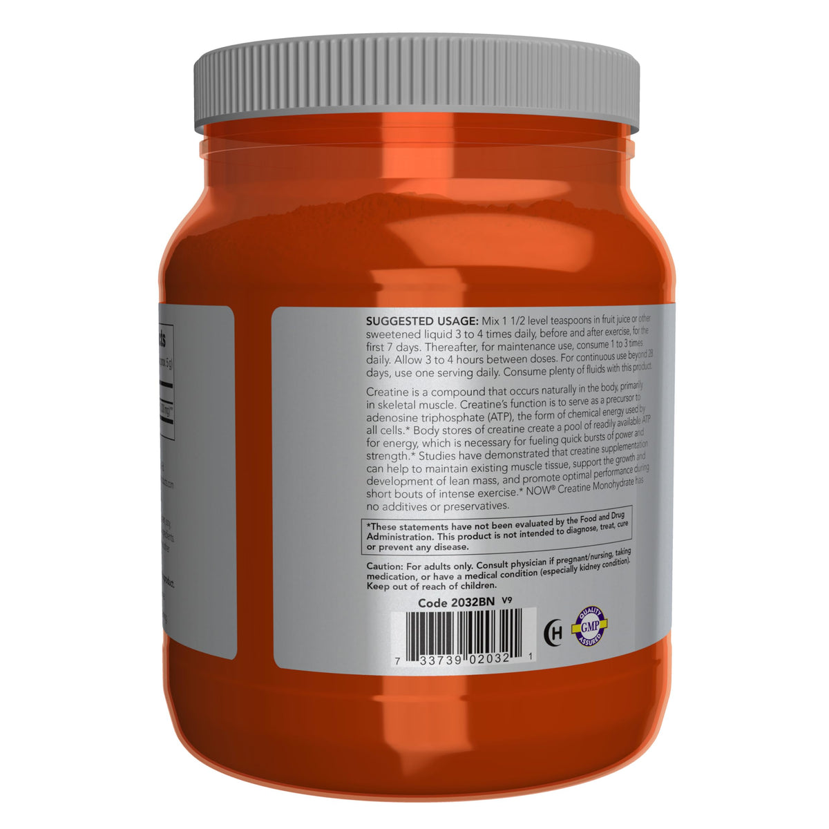 NOW Foods Créatine Monohydrate Poudre 1152g avec cuillère doseuse
