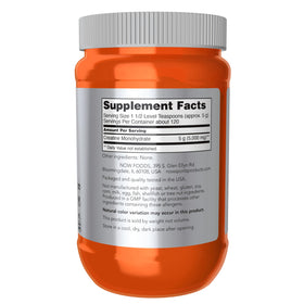 NOW Foods Créatine Monohydrate Poudre 689g avec étiquette détaillée