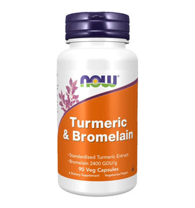 NOW Foods Curcuma & Bromélaïne 90 capsules végétariennes vue de face