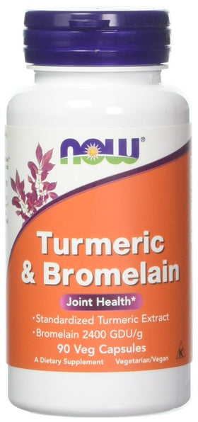 NOW Foods Curcuma & Bromélaïne 90 gélules vue de face