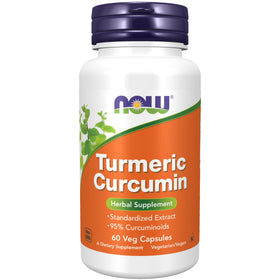 NOW Foods Curcuma Curcumin 60 capsules végétales, vue avant