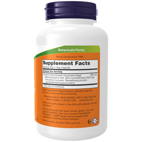 NOW Foods Curcumin 120 VegiCaps emballage avec fond neutre