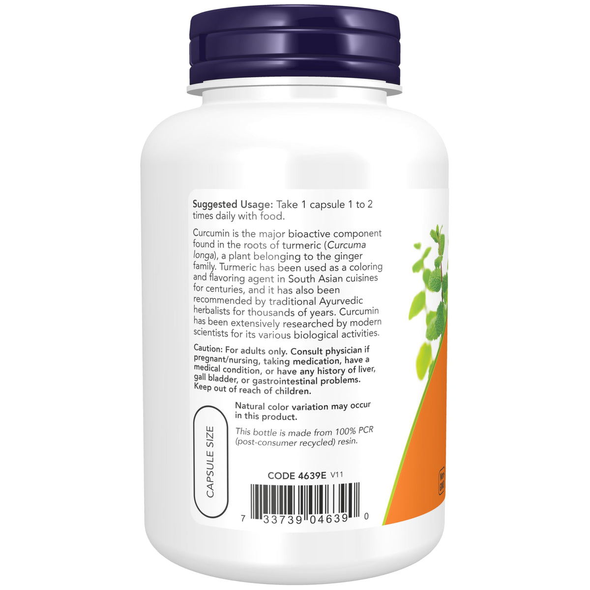 NOW Foods Curcumin 120 VegiCaps ouverts montrant les capsules végétales
