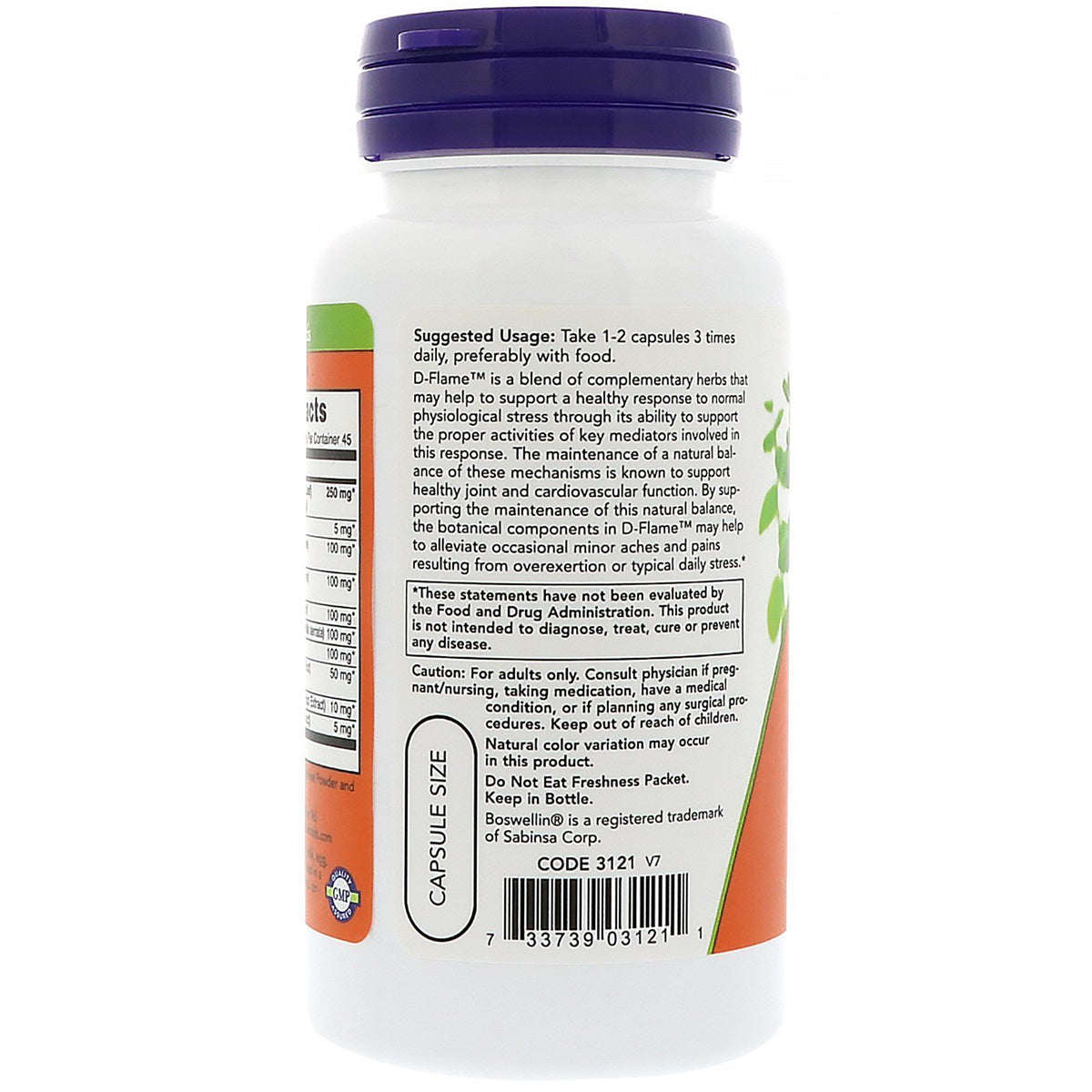 NOW Foods D-Flame 90 Vcaps - emballage du produit