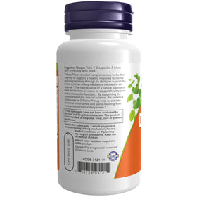 NOW Foods D-Flame™ capsules végétales ouvertes sur une table