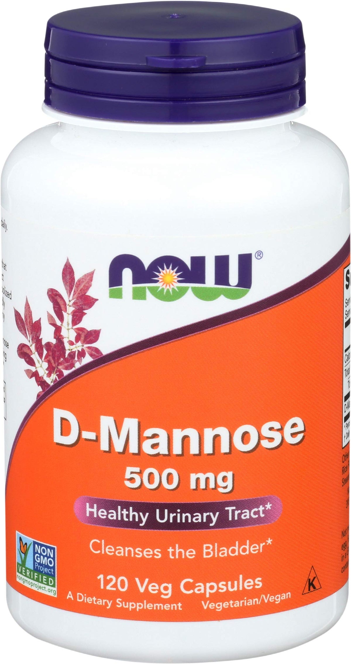 NOW Foods D-Mannose 500 mg Pack de 3 flacons vue de face