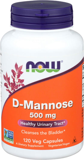 NOW Foods D-Mannose 500 mg Pack de 3 flacons vue de face