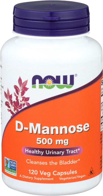 NOW Foods D-Mannose 500 mg Pack de 3 flacons vue de face
