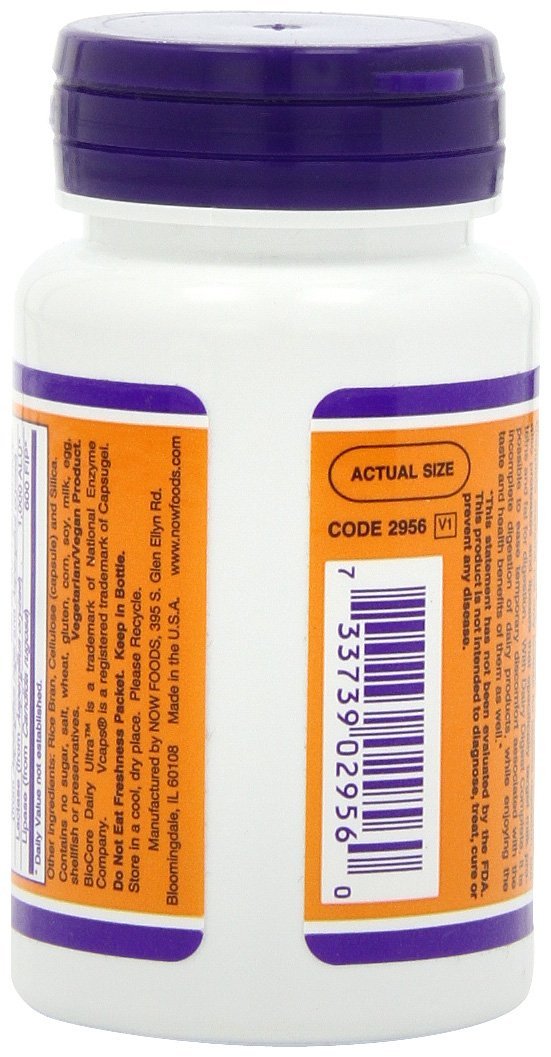 NOW Foods Dairy daily Complete 90 VegiCaps avec une capsule à côté