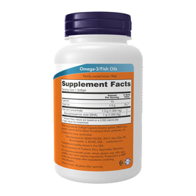 NOW Foods DHA 1 000 mg gélules avec étiquette détaillée