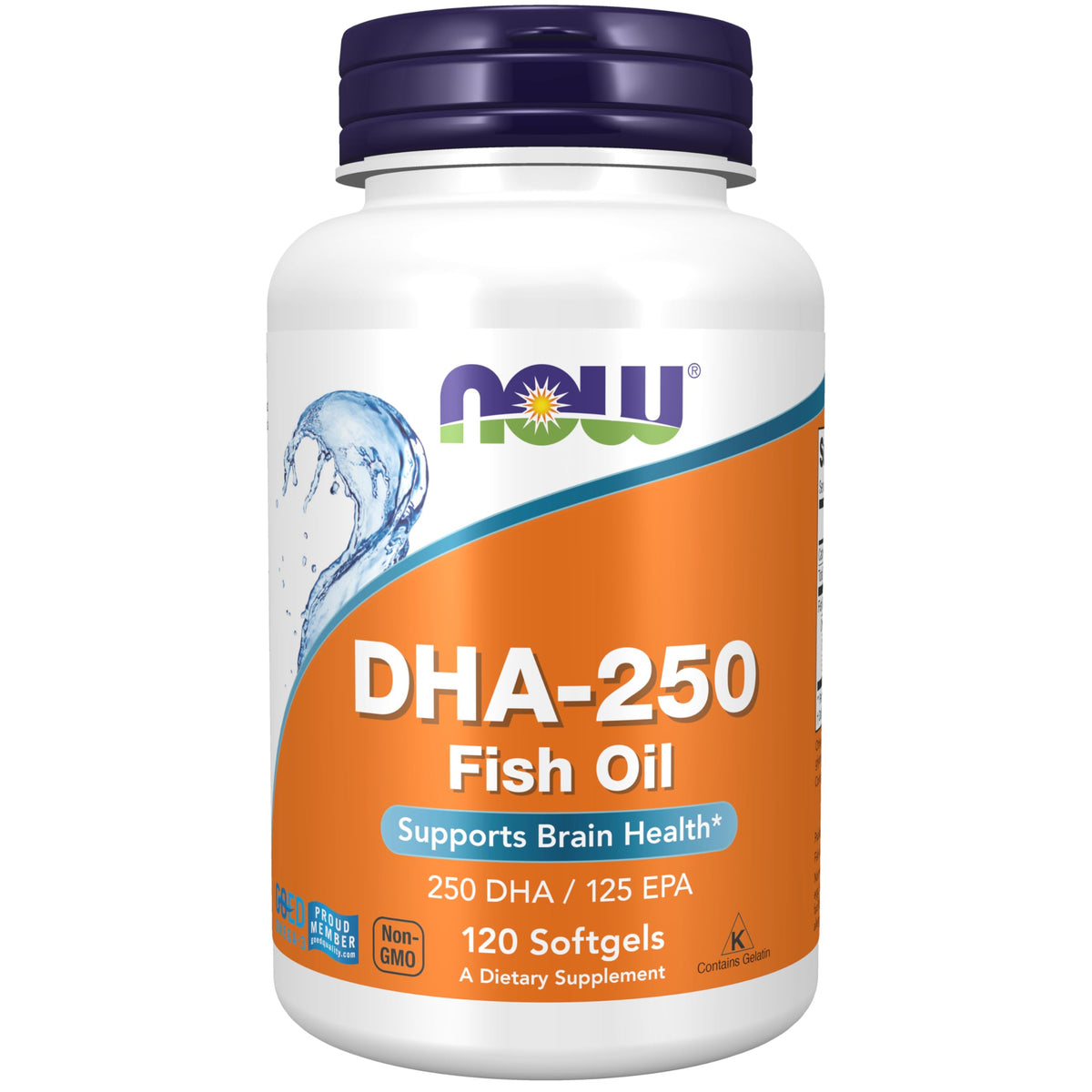 NOW Foods DHA-250 120 g gélules molles de face