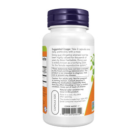 NOW Foods Dong Quai 520mg 100 Capsules - étiquette et spécifications