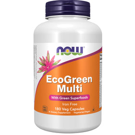 NOW Foods EcoGreen Multivitamines 180 capsules végétales, vue avant