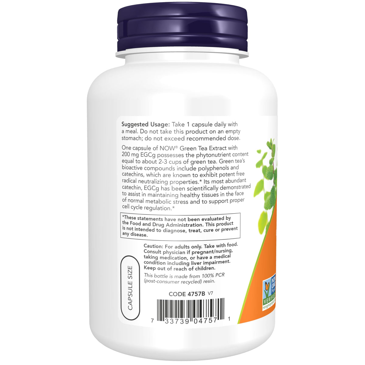 NOW Foods EGCg Extrait de Thé Vert 400mg emballage
