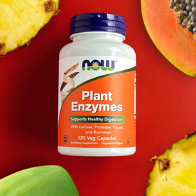 NOW Foods Enzymes Végétales 120 capsules en gros plan
