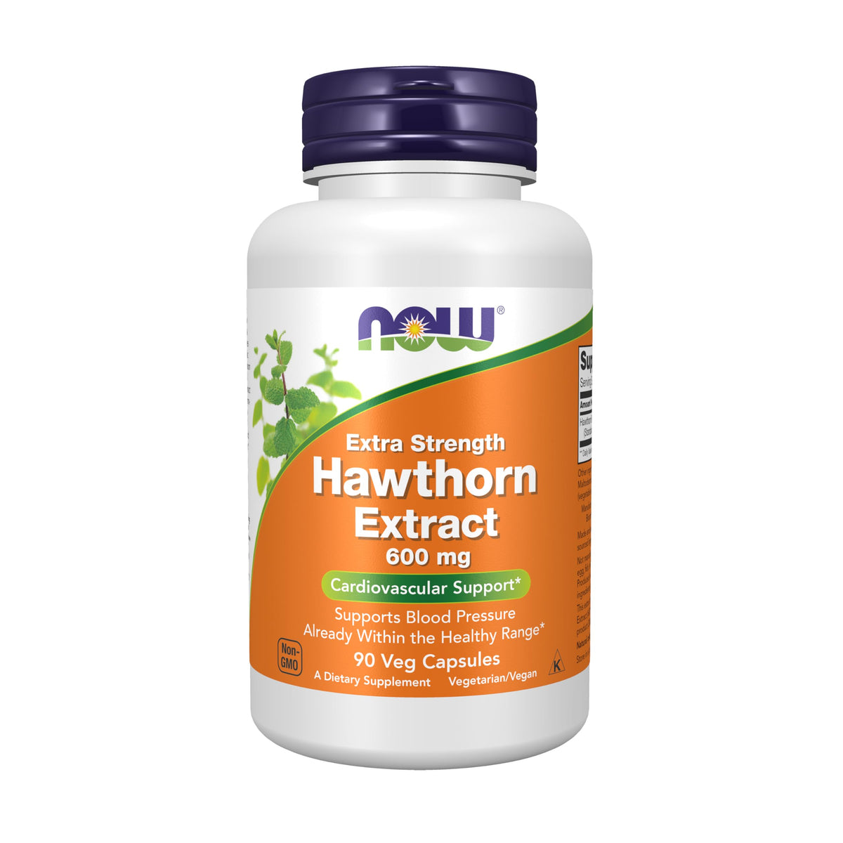 NOW Foods Extrait de Aubépine 600 mg vue de face avec emballage