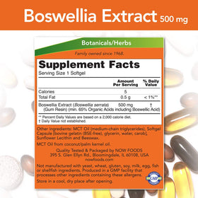 NOW Foods Extrait de Boswellia 500 mg gélules avec étiquette