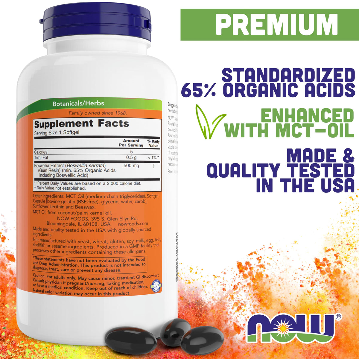 NOW Foods Extrait de Boswellia 500 mg gélules avec huile MCT