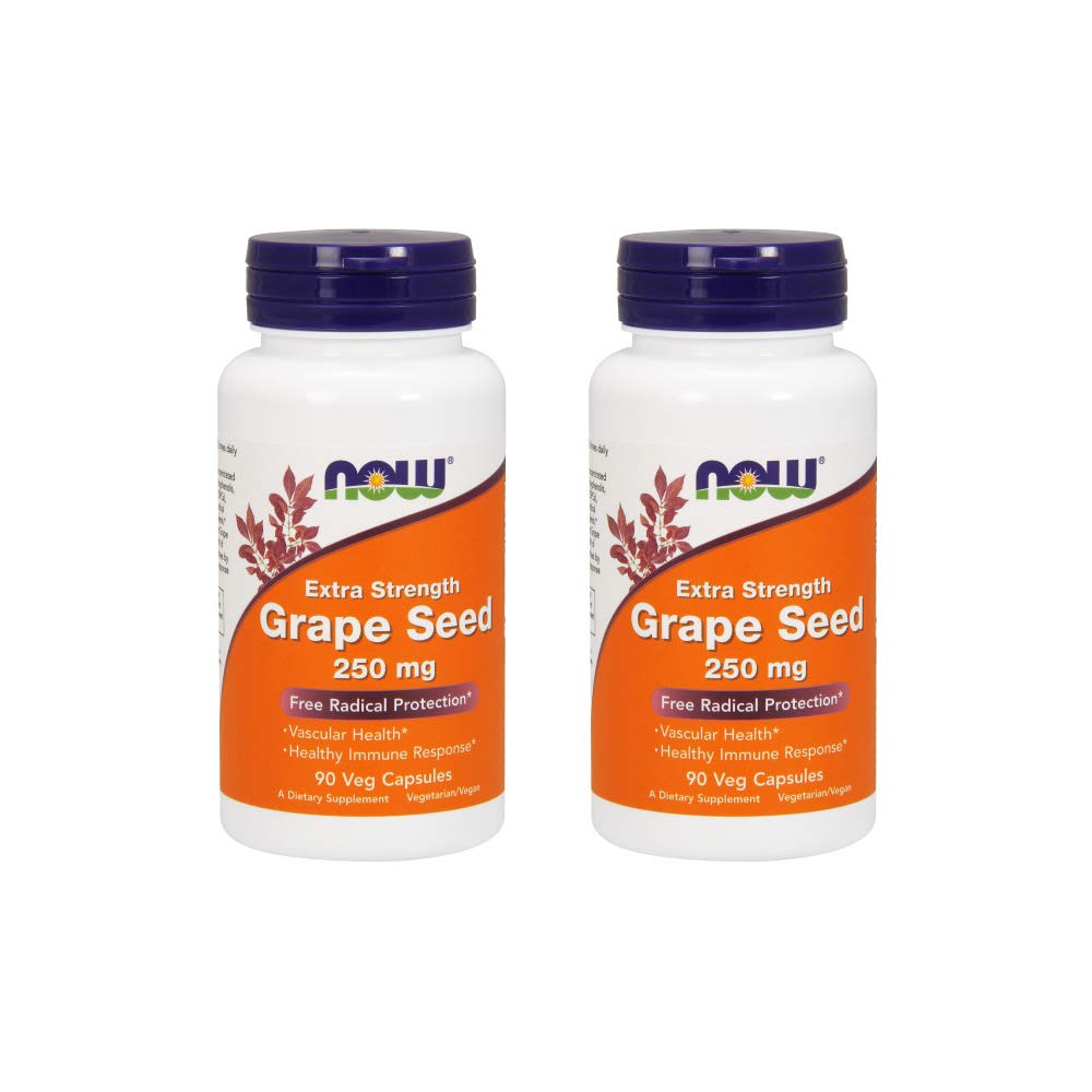 NOW Foods Extrait de Pépin de Raisin 250mg, 90 Vcaps, vue avant