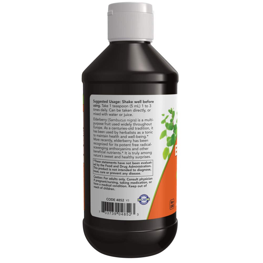 NOW Foods Extrait de Sureau Liquide pack de 2