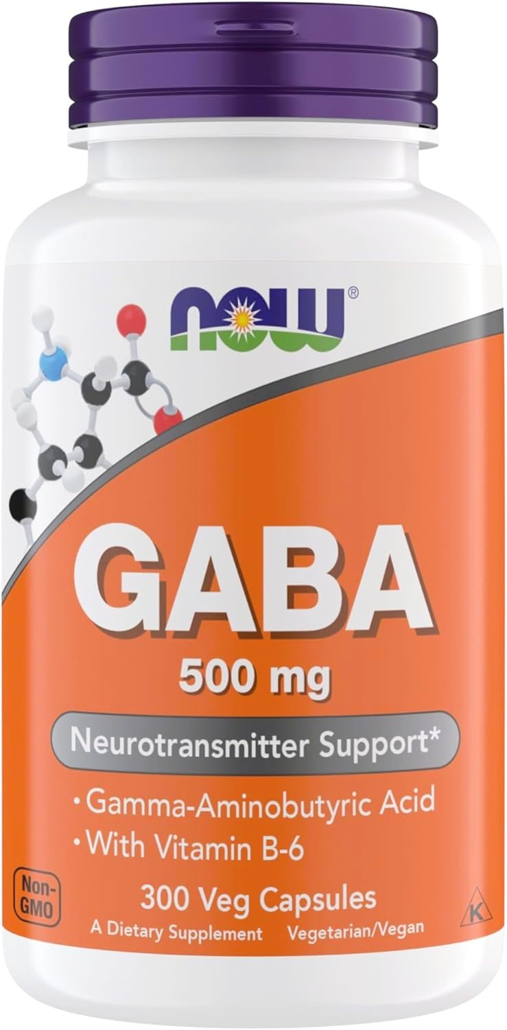 NOW Foods GABA 500 mg 300 capsules végétariennes face