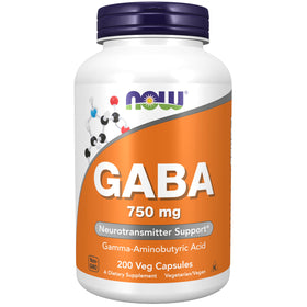 NOW Foods GABA 750mg 200 capsules vue de face