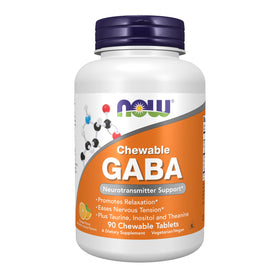 NOW Foods GABA 90 Chewables Saveurs Orange vue de face