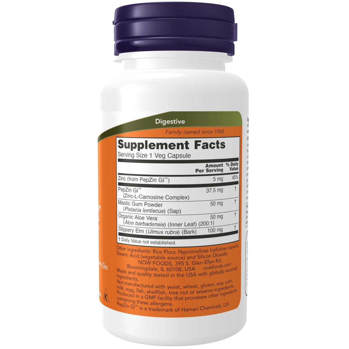 NOW Foods Gastro Comfort packaging with ingredients list