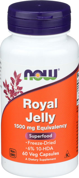 NOW Foods Gelée Royale 1500 mg 60 Capsules vue avant