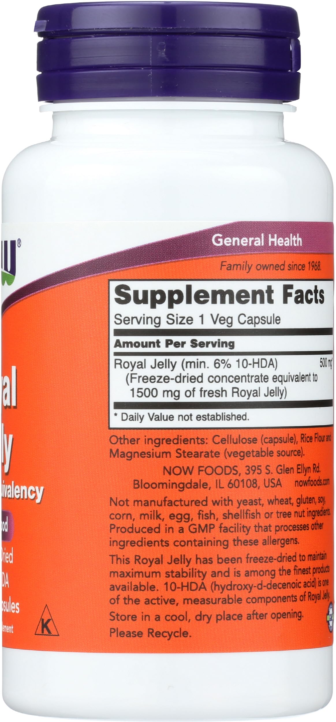 NOW Foods Gelée Royale 1500 mg sur une table