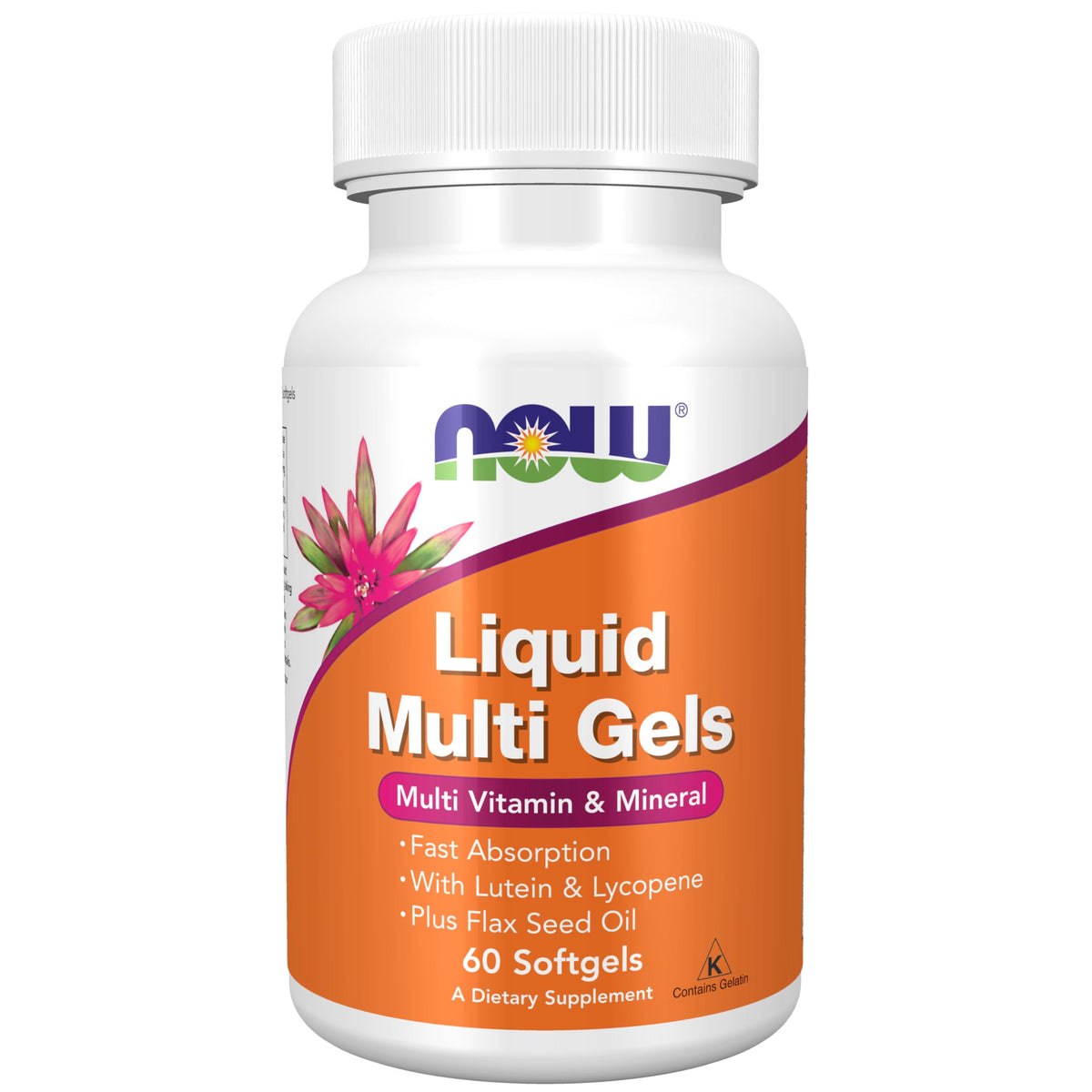 NOW Foods gélules liquides multi vitamines 60 gélules, emballage avant