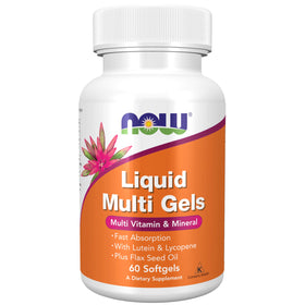 NOW Foods gélules liquides multi vitamines 60 gélules, emballage avant