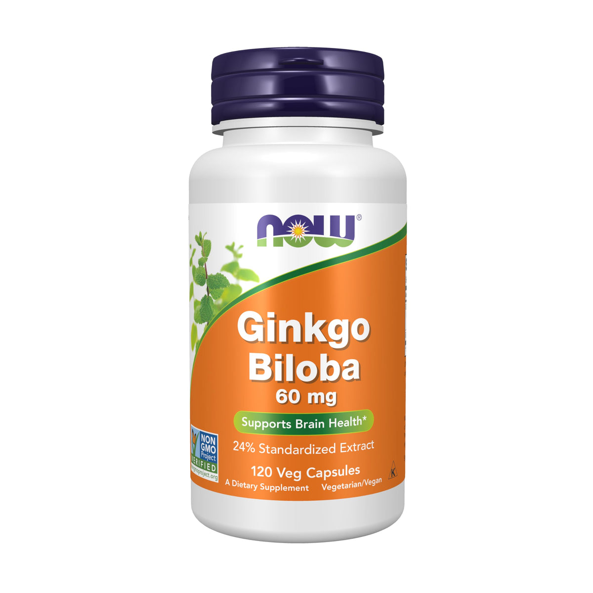 NOW Foods Ginkgo Biloba 60 mg capsule végétale vue de face