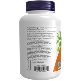 NOW Foods Ginkgo Biloba 60 mg capsules ouvertes montrant le contenu