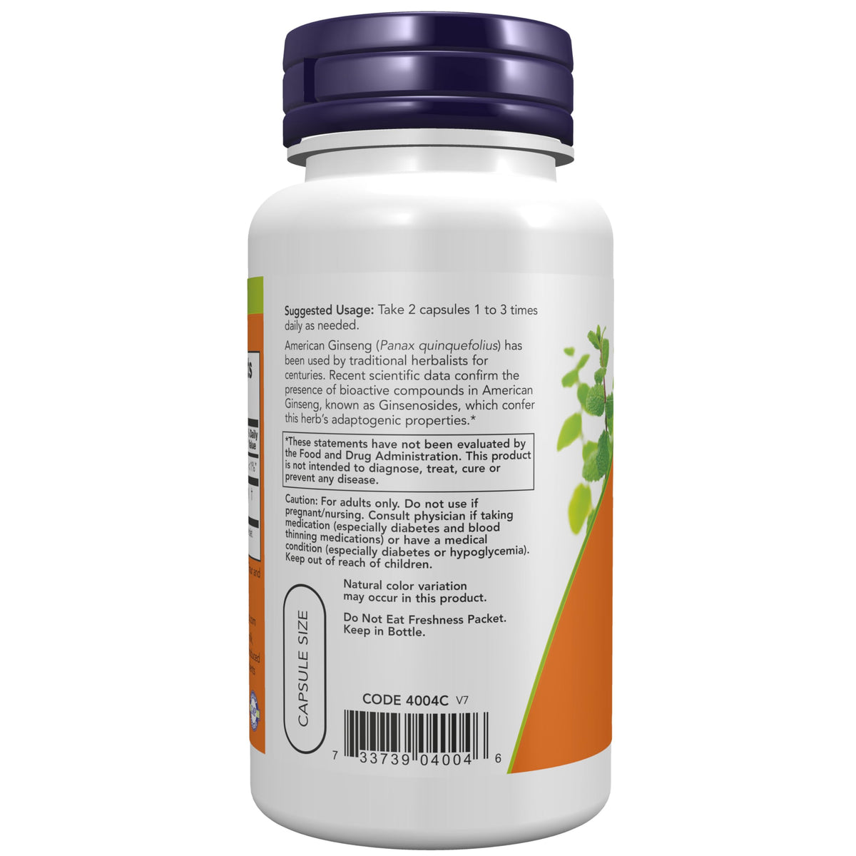 NOW Foods Ginseng Américain 100 Capsules avec emballage