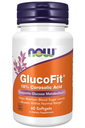 NOW Foods GlucoFit 60 gélules vue avant avec étiquette