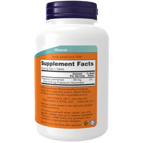 NOW Foods Gluconate de Potassium 99 mg comprimé sur une table