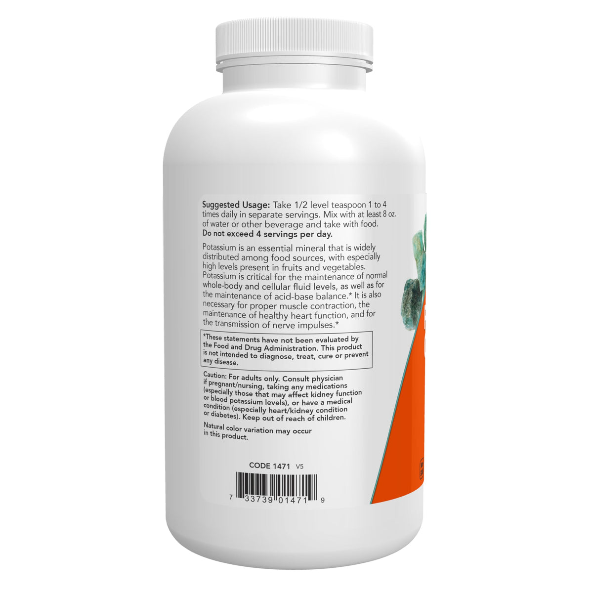 NOW Foods Gluconate de Potassium Poudre Pure 540g cuillère à café