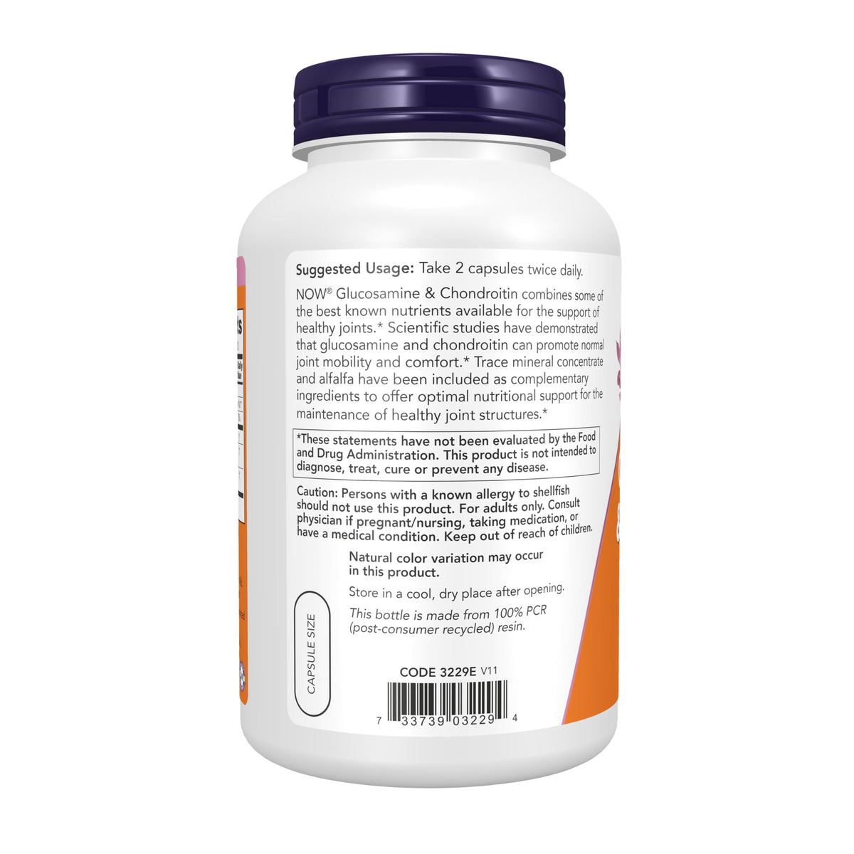 NOW Foods Glucosamine & Chondroitin 240 Veg Capsules sur une table