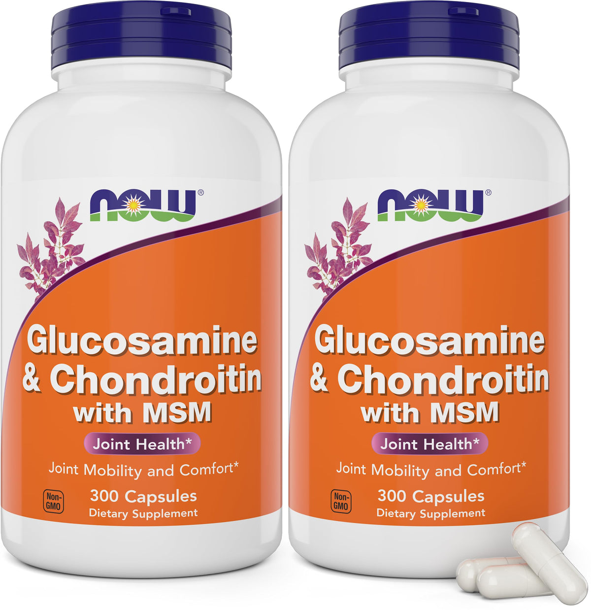 NOW Foods Glucosamine & Chondroitin 300 Capsules Pack de 2 vue avant