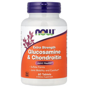 NOW Foods Glucosamine & Chondroitin 60 tablettes vue avant