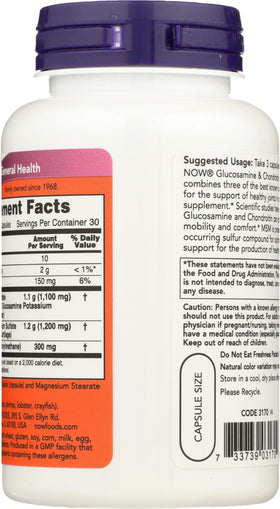 NOW Foods Glucosamine & Chondroitin 90 gélules côté