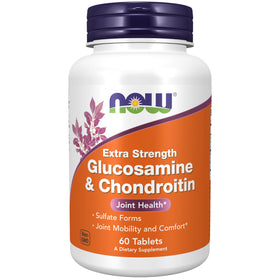 NOW Foods Glucosamine & Chondroitin Extra Strength 60 tablettes vue de face